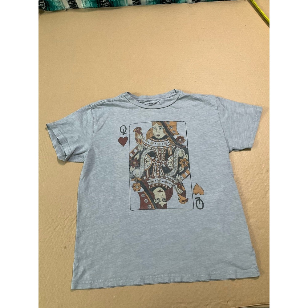 Lucky Brand Women Gray Shirt Queen Graphic Print Fog Size XS